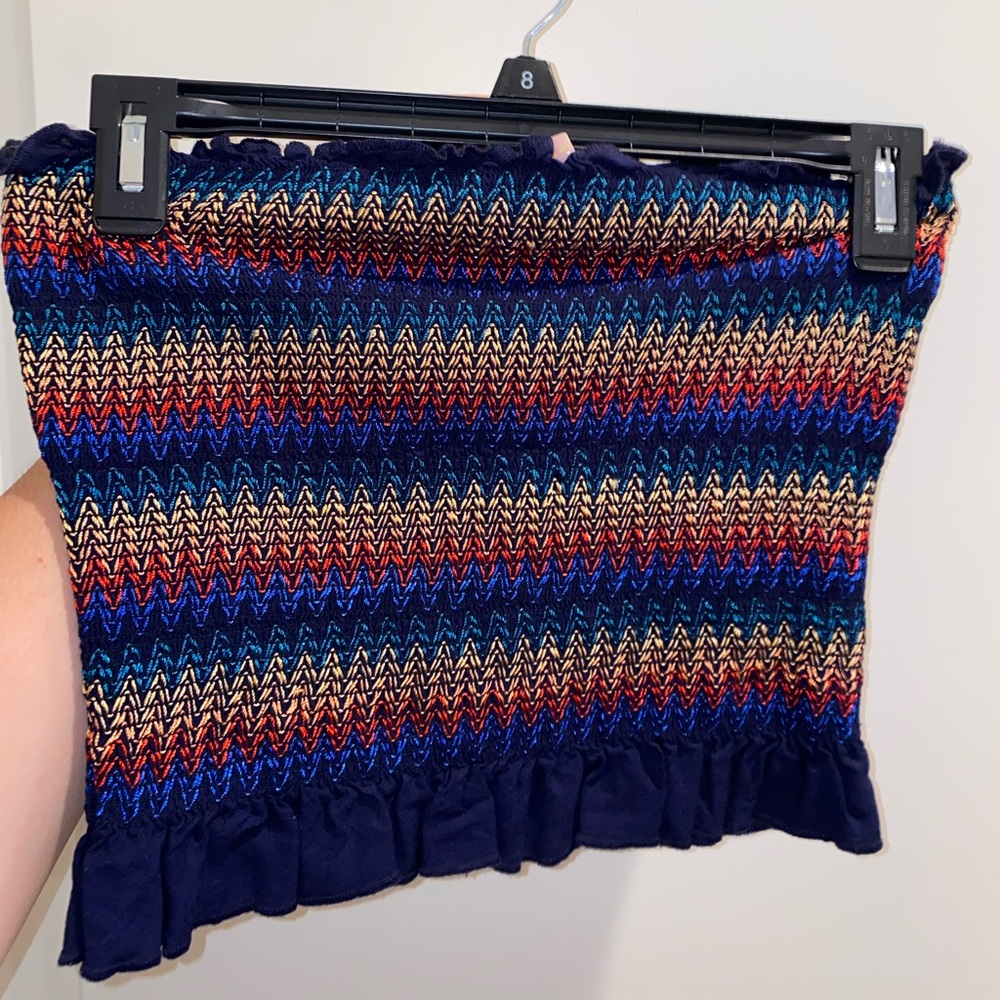 Colorful strapless crop top